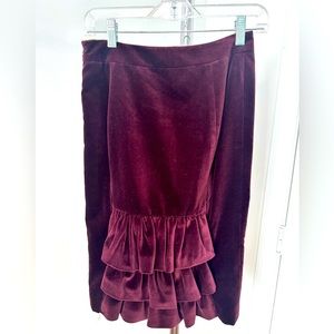 Milly of New York Velvet Ruffle Pencil Skirt sz 4